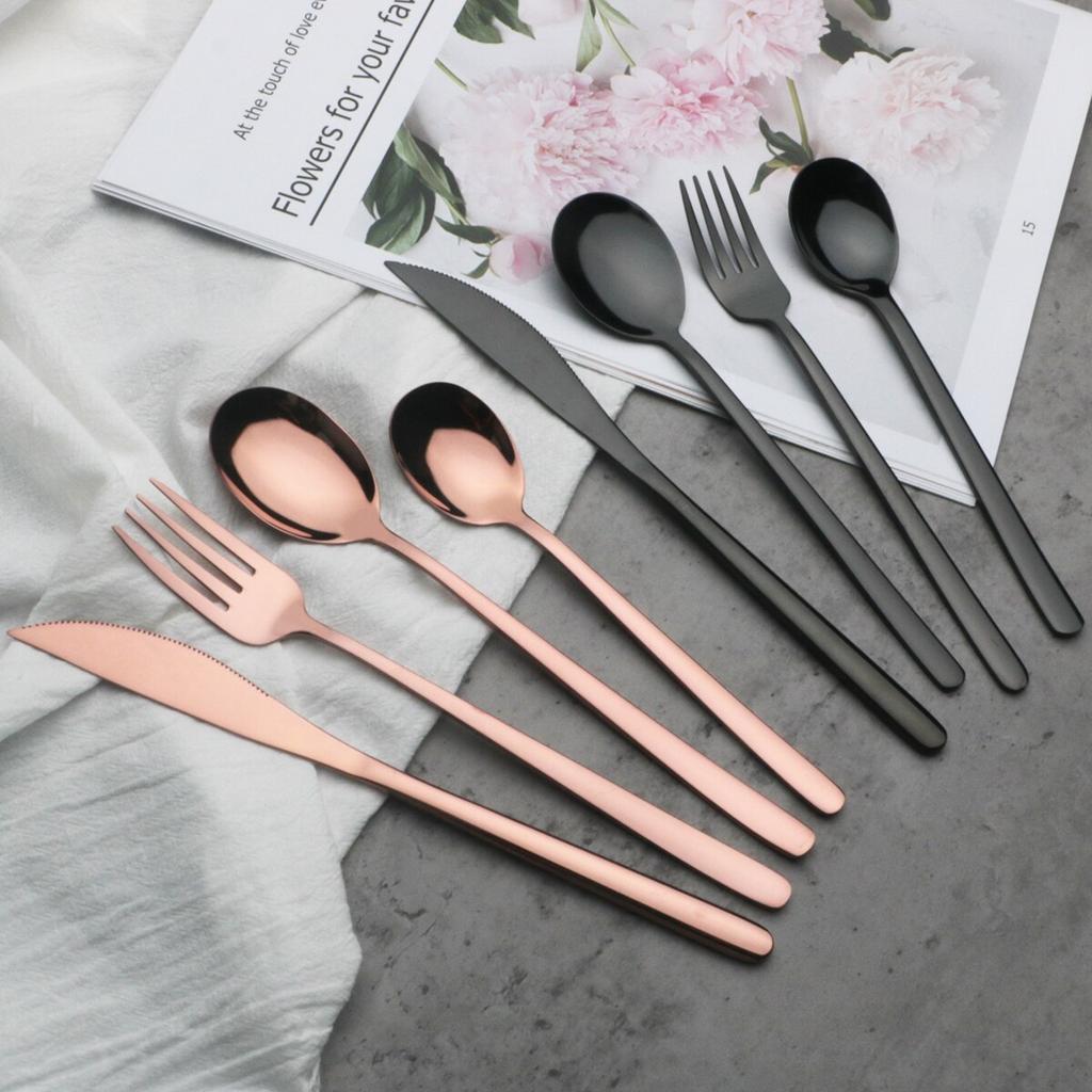 5/10/20 Pcs Colorful Dinnerware Cutlery Set 304 Stainless Steel Flatware Set Mirror Knife Fork Spoon Tableware Set Kitchen Silverware