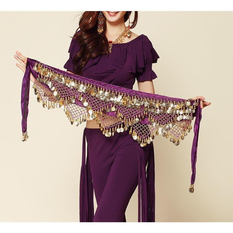 Новый пояс для belly dance с монетами для начинающих, индийского танца, выступлений, хип-шарф, восточного танца, джазового танца, удлинитель юбки