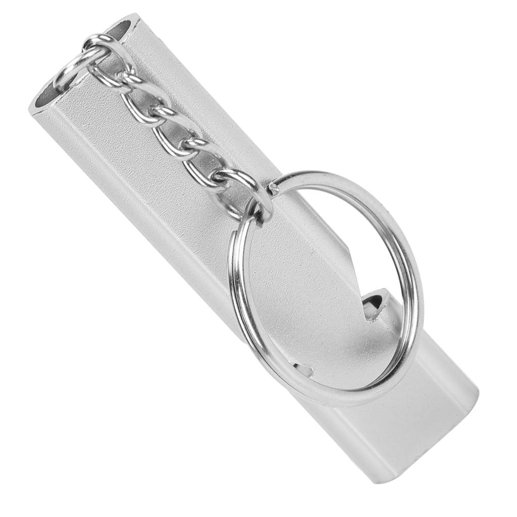 Outdoor Survival Whistle with Keychain Aluminum Alloy Double Tubes Whistle Silver
