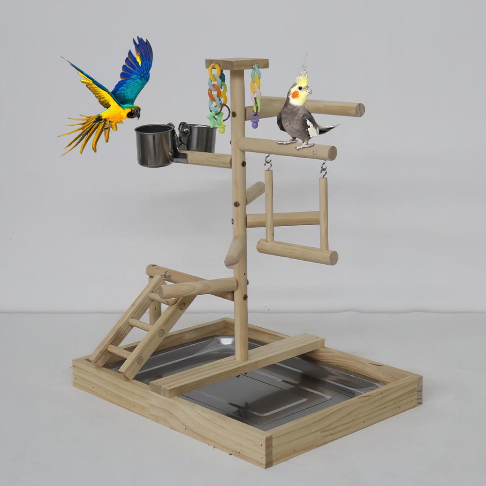 Площадка для игр с попугаями, игровая площадка для птиц, деревянная игровая площадка для птиц с красочными лесенками, подносами, кормушками, качелями и игрушками для кореллы