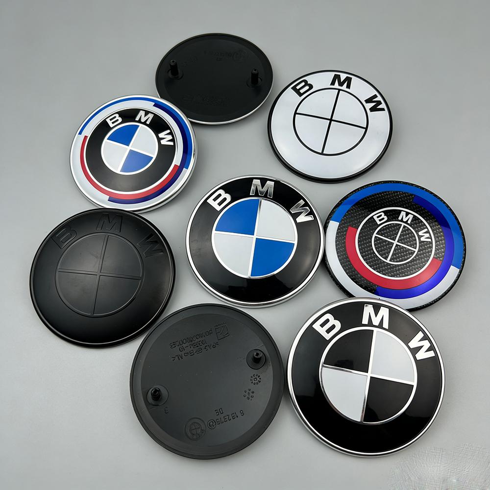 BEKV7 2pcs 74mm 82mm Car Front Hood Bonnet Emblem Rear Trunk Badge For BMW E30 E36 F34 F23 G14 G20 G30 X1 X2 X3 X5 M1 M2 Accessories