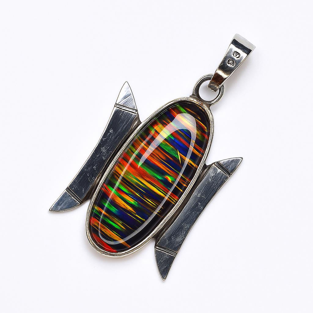 Natural Opal 34 Ct 925 Sterling Silver Oval Certified Gemstone Pendant