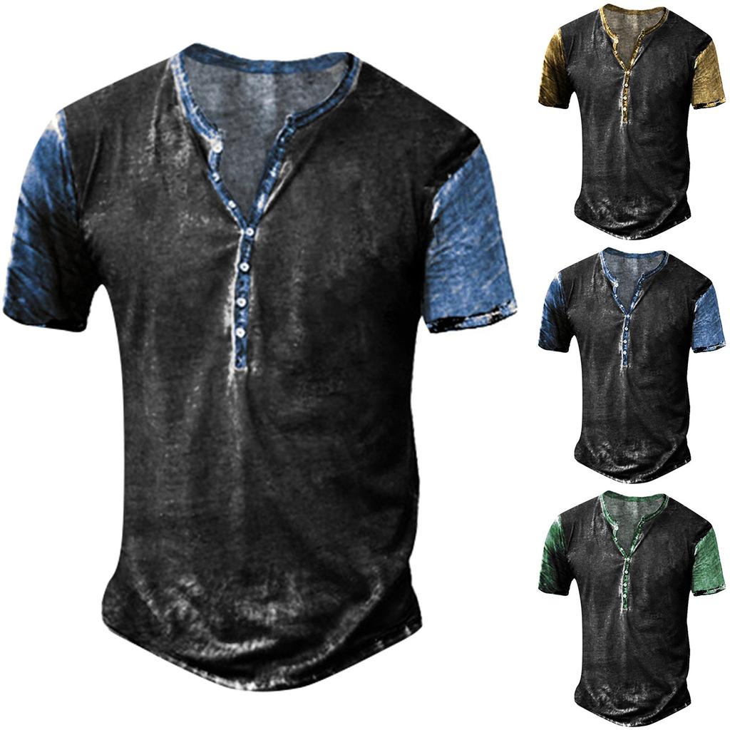 Мужская модная футболка с коротким рукавом и вышивкой с коротким рукавом и принтом на весну и лето