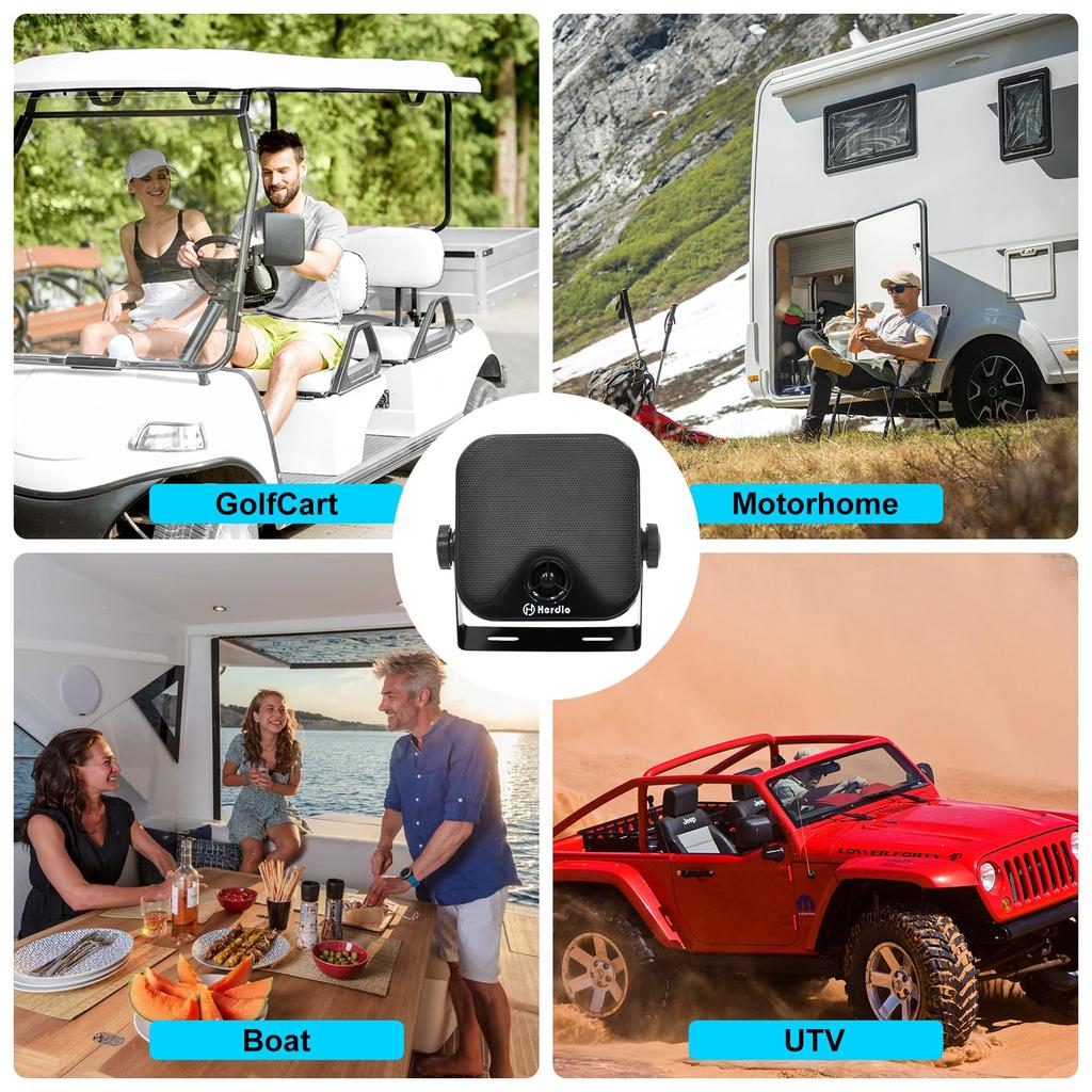 Herdio Heavy Duty Waterproof Boat Marine Box Outdoor Speakers Surface Mount Type for Skid Steer ATV UTV RZR RV Golf Cart Tractor Power Sports Boat