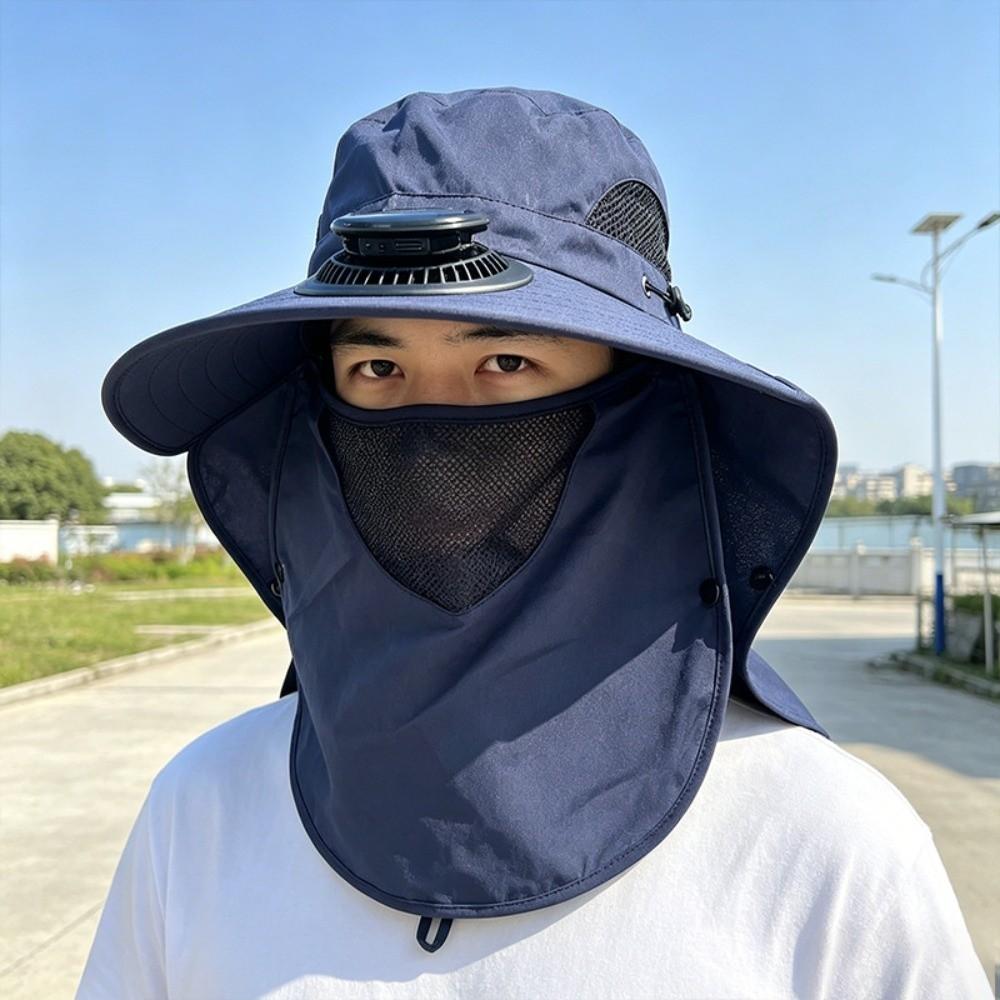 Long-lasting Fishing Sun Shading Cap Portable Wide Brim Fan Hat for 3.7V/300mAh Gardening