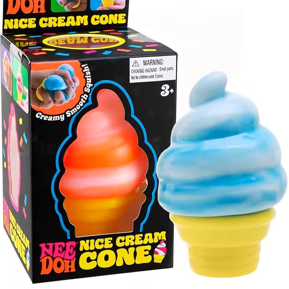 3 цвета Форма мороженого Nee-Doh Nice Cream Cone Сенсорный антистресс Игрушка-фиджет для снятия тревоги, улучшения концентрации для взрослых и детей
