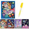 Magical Coloring Book with Felt Pen Running In Space Water