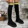 Модные горячие продажи меховые сапоги One Snow Boots High Tube Wool Tube Winter Women 2024 Новые высокие толстые ботинки на длинной платформе