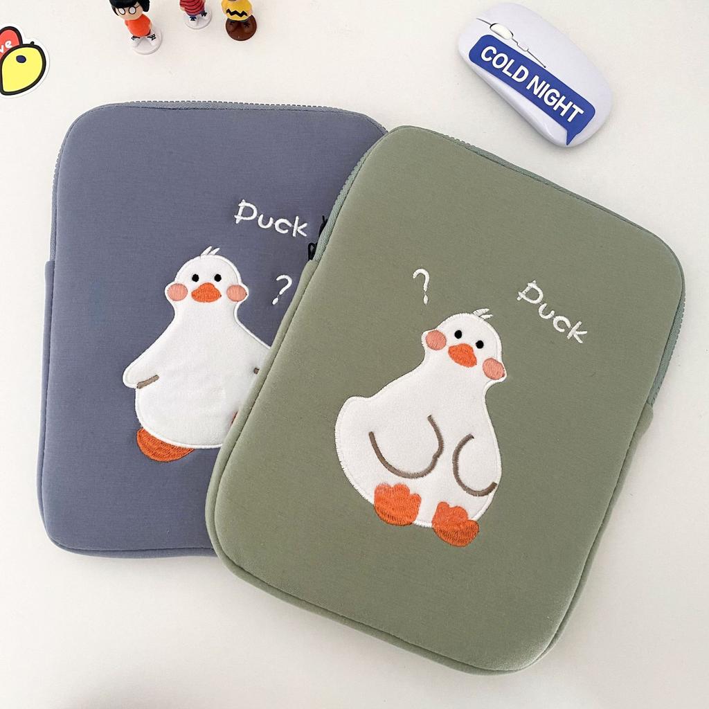 TS JYL laptop bag,INS Minimal iPad Sleeve Cartoon Duck Embroidery Shockproof Case