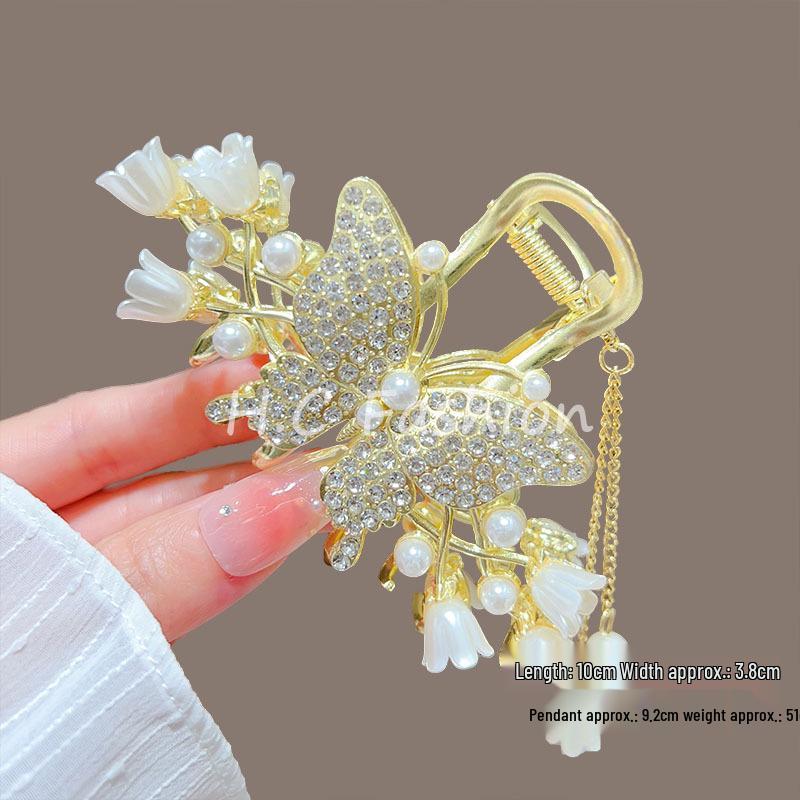 Ландыш Колос Заколка для волос: Женская новая заколка-краб с кисточкой в китайском стиле для элегантных высоких причесок.