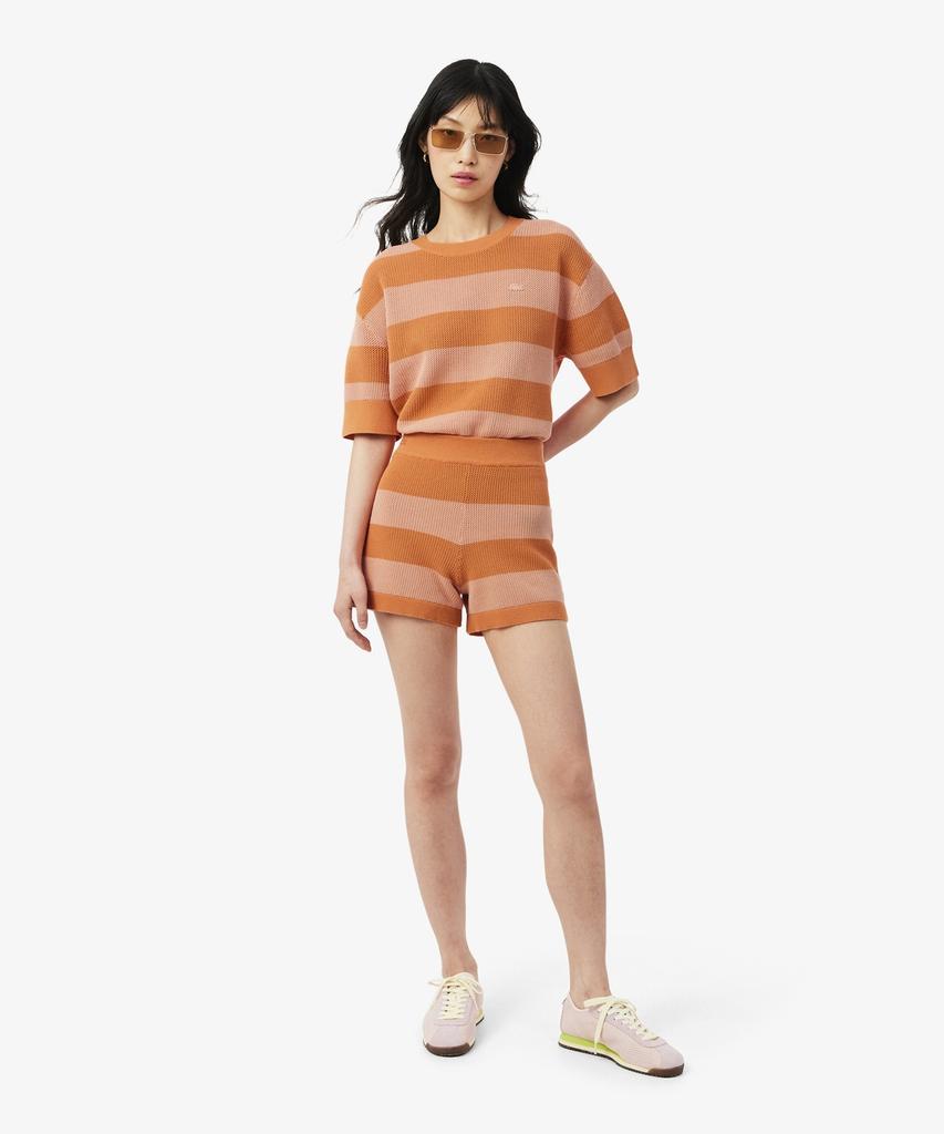 LACOSTE Women'S Bold Stripe Shorts Gf9891-56G 4Im