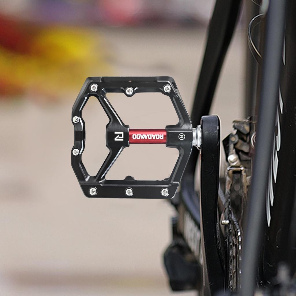 ROADNADO плоские педали велосипедные педали дюймовые педали из алюминия с ЧПУ легкие педали с отражателями для горных велосипедов MTB BMX шоссейные велосипеды 9/16 с противоскользящим покрытием,