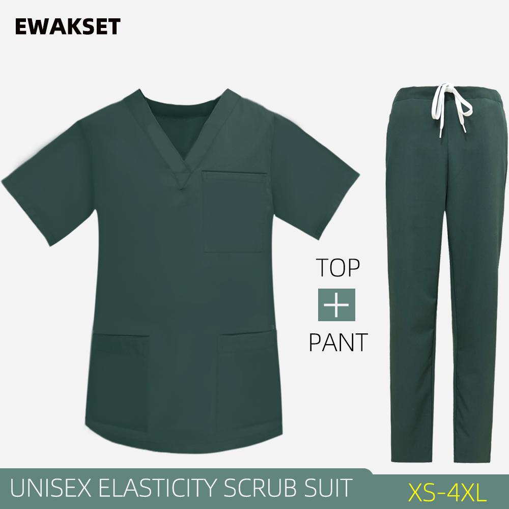 Women Men Hospital Working Scrubs Set Operating Room Scrubs Medical Uniform Medical Supplies Workwear Dental Surgery Nurse Suits