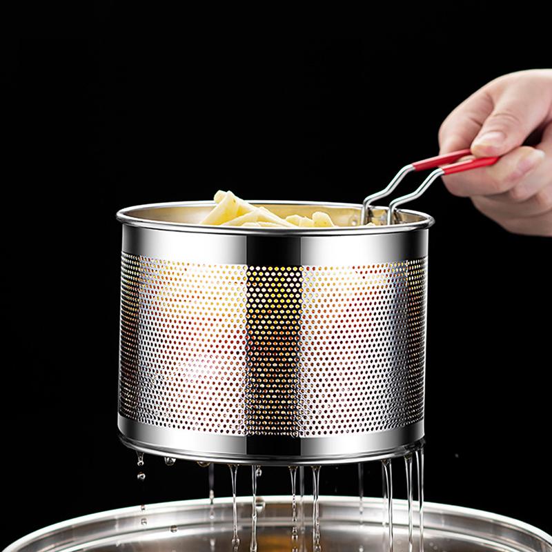 Сетка для жарки из нержавеющей стали Кухонная корзина для жарки Корзина для приготовления пищи Сковорода для жарки Масляный поддон Дуршлаг Ложка для лапши Дуршлаг Картофель фри