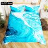 Abstract Sea Bed Set Marine Wave Duvet Cover Bedding Set Twin Comforter Cover Coastal Beach Theme Bed Cover 3pcs Orange Teal