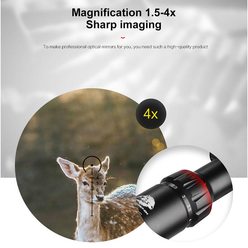 FIRE WOLF 1.5-4X30 Jacht Tactische Optische Scope Met Rood Groen Lichtgevend Kruis Torentje Locking Scope Range Scope