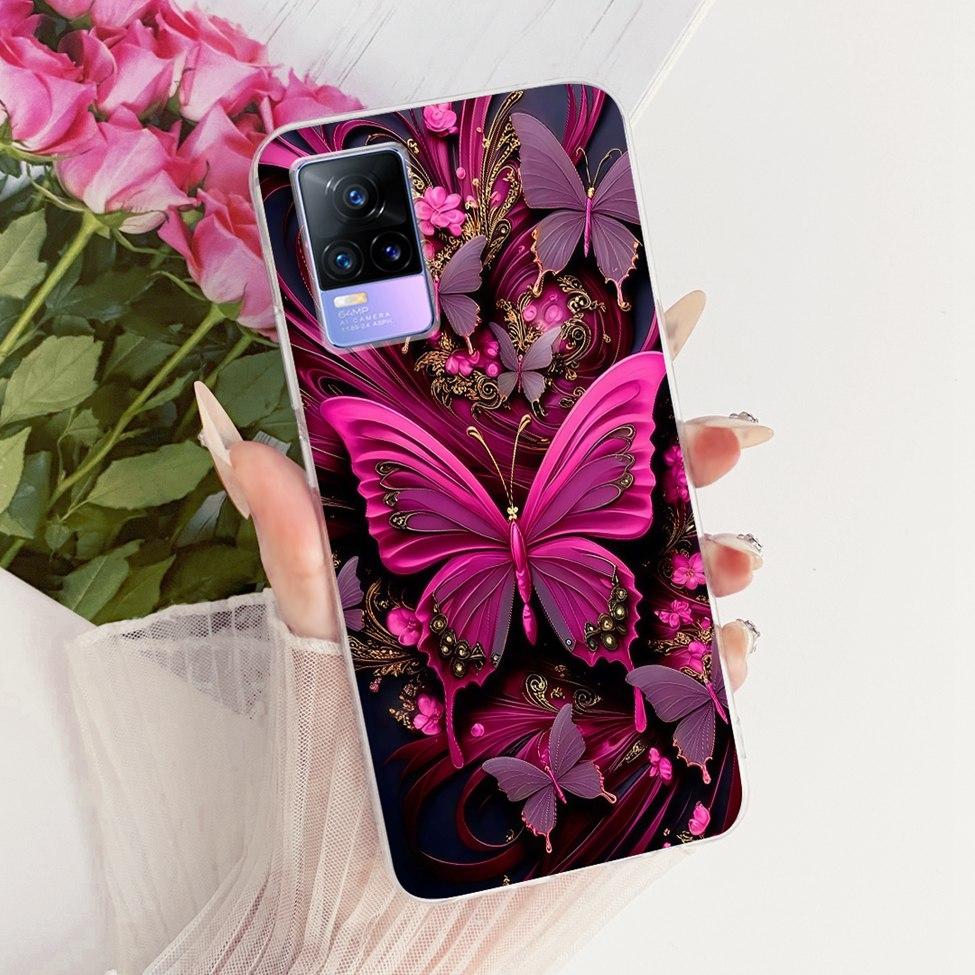 Clear For Vivo V21e 4G V2061 Cover For Vivo Y73 Case Cute Fashion Butterfly Funny Painted Casing V2146 V2212 V2168 V2059