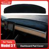 Top Flannel Dashboard Cover Pad For Tesla Model 3 Y Sunshade Protector Anti-UV Dash Mat Sun-shading Non-slip Car