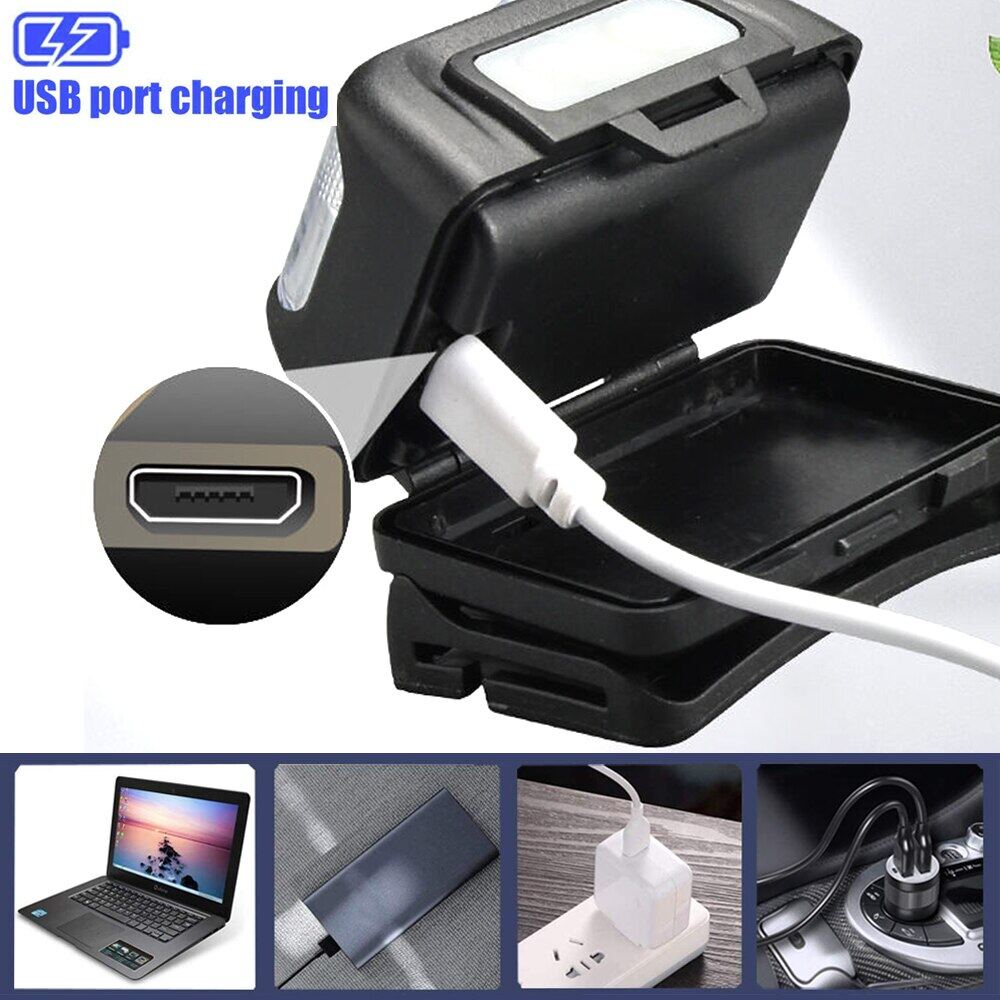 Светодиодная фара дальнего света, индуктивная зарядка через USB, портативная лампа для гарнитуры, уличная ночная ходовая лампа, лампа для ночной рыбалки