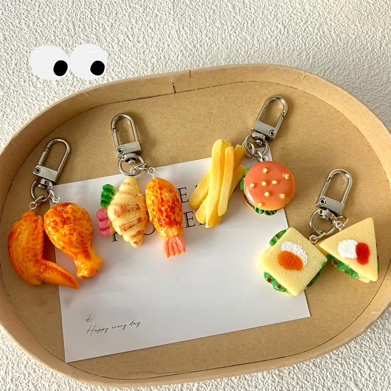 Милый сэндвич куриные крылышки куриные ножки картофель фри бургер брелок творческая имитация еды брелок сумка кулон