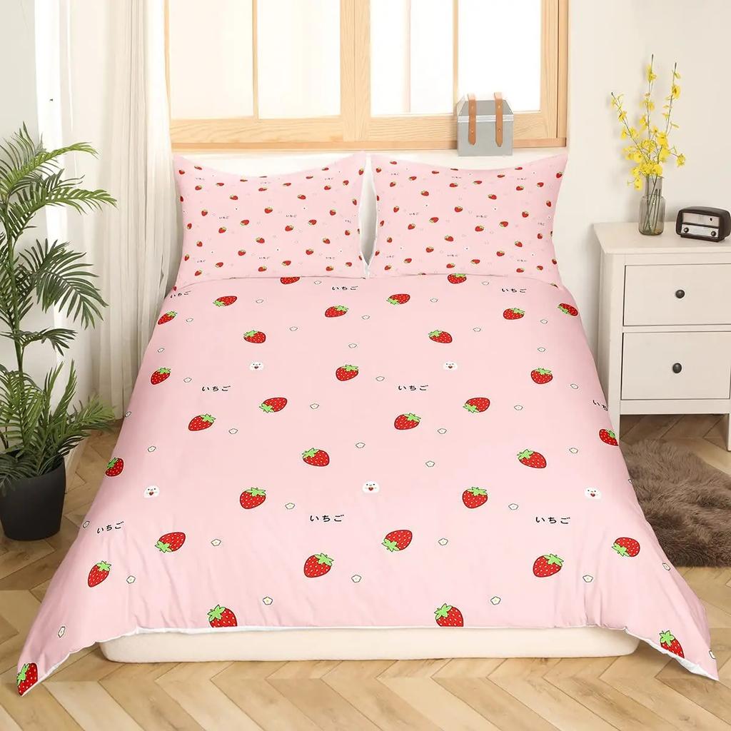 Cartoon Image Bedding Set Melting Ice Cream Pattern Decorative Image Bedding Set With Pillowcase Kids Women Holiday Gift