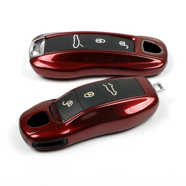 Fits Porsche Key Shell: New Cayenne, Macan, Panamera, 718, Taycan - Ice Raspberry Pink Matte Gray Solid Color