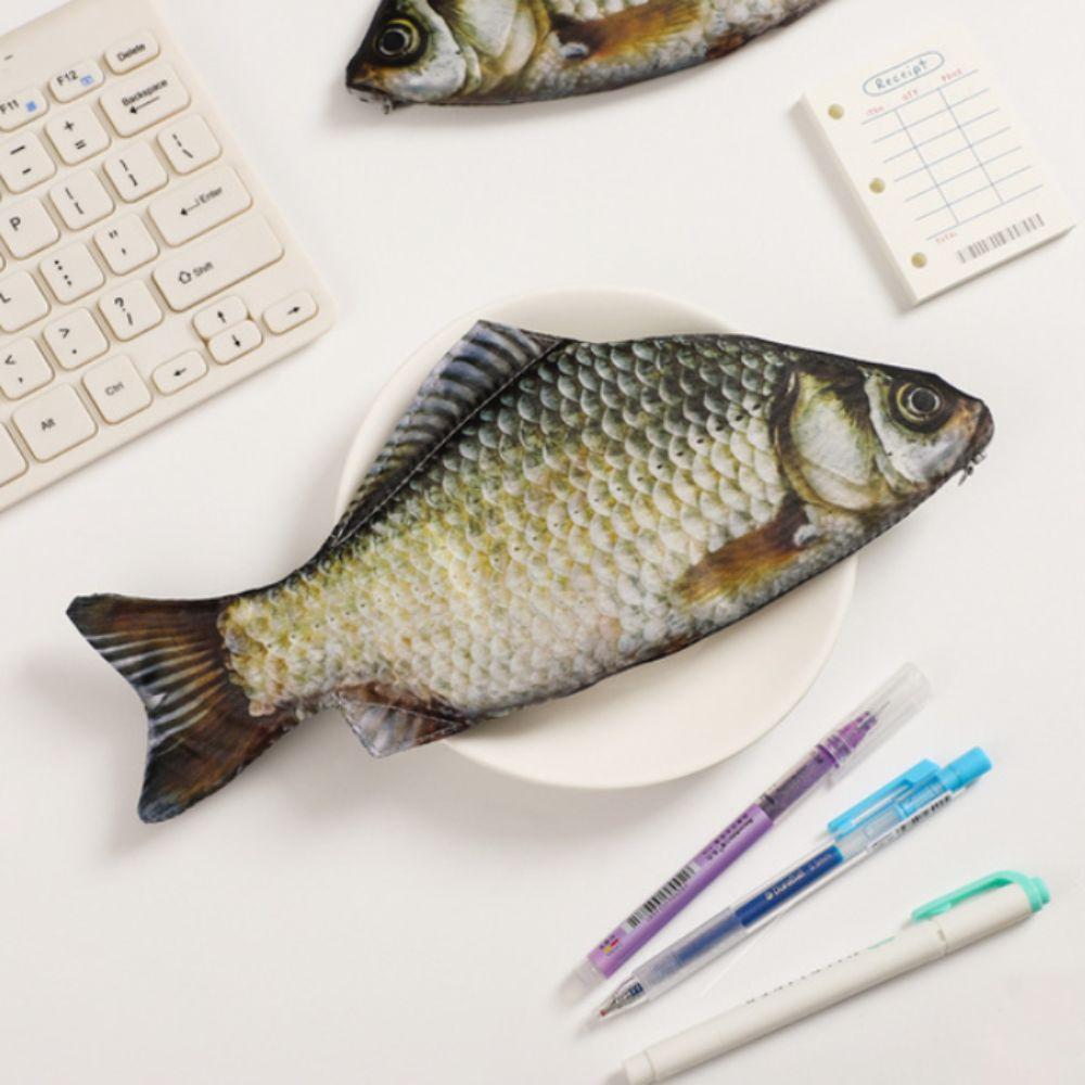 Carp Fish Shape Pen Bag Clownfish Stationery Storage Bag Waterproof Fish Pencil Case Kids