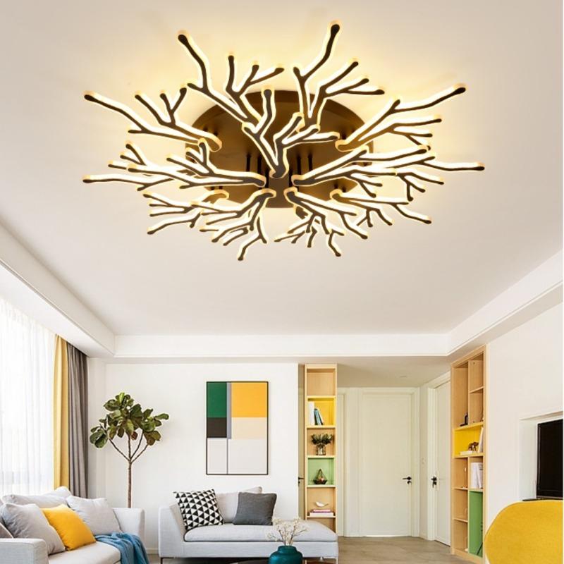 Лампа для гостиной, простой современный железный бытовой светодиодный потолочный светильник, персонализированный светильник для ветки дерева, светильник для спальни