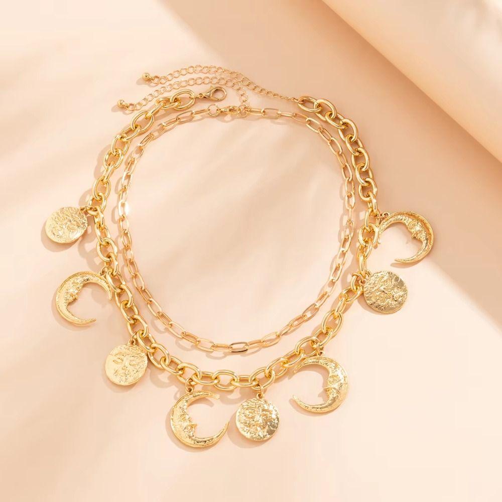 Geometry Metal Collarbone Chain Fashion Cowboy Cowgirl Choker Adjustable Multilayer Necklace Party