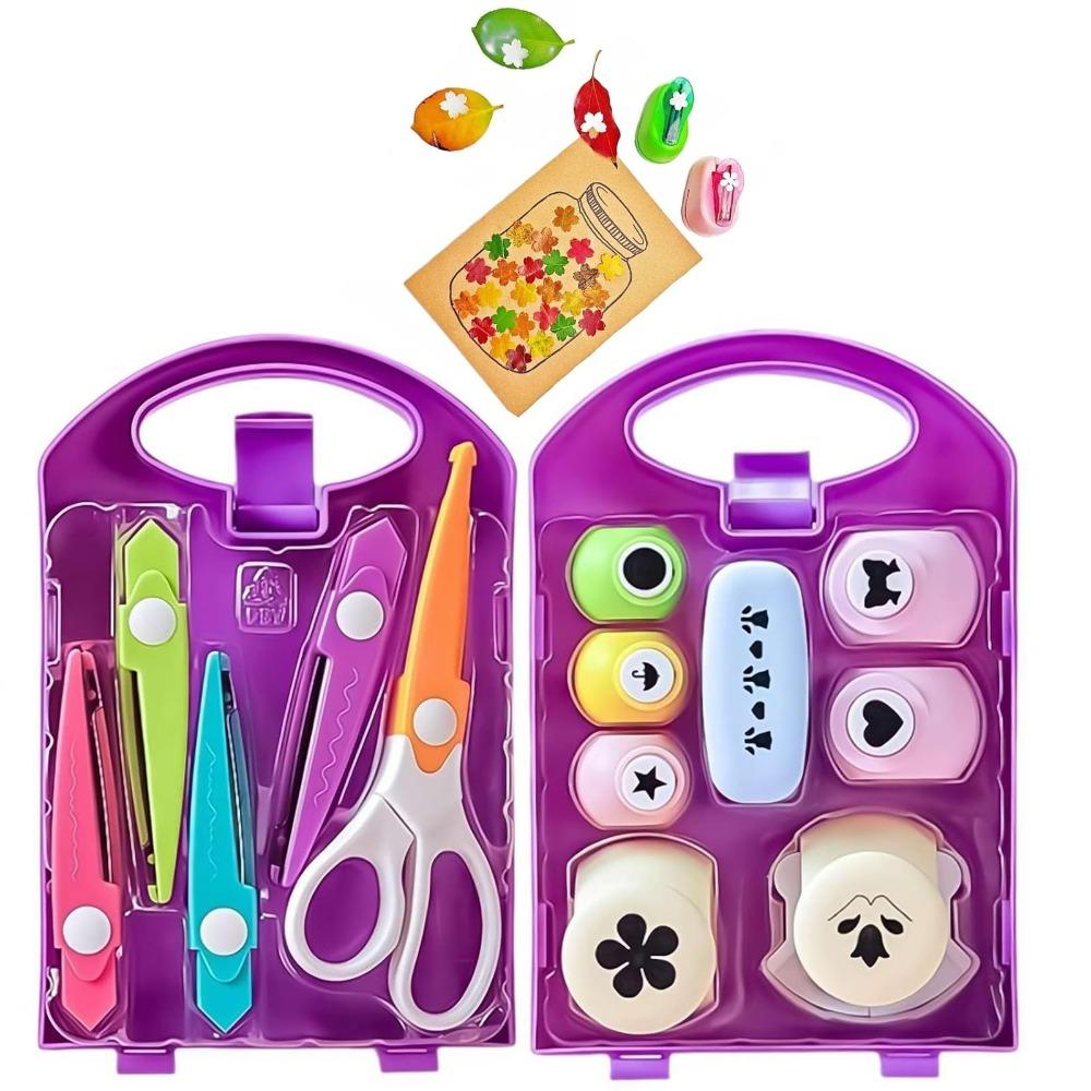 Ручной детский крафт дырокол набор форм с коробкой для хранения фигурные резаки DIY панчер крафт набор
