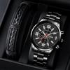 Steel Belt Men'S Watch Trendy Fashion Automatic Calendar Luminous Quartz Watch