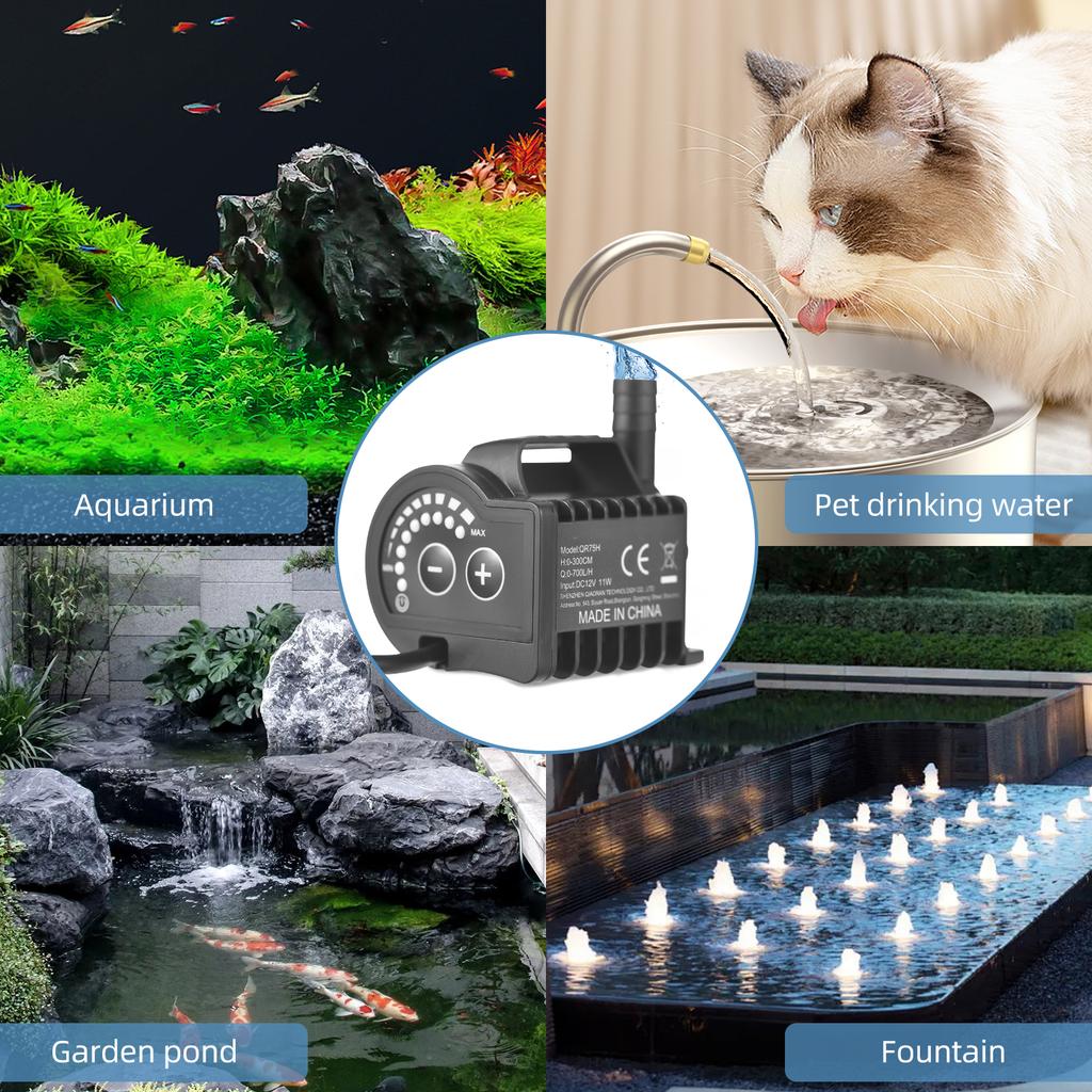 QR75H 12V Mini Fountain Pump Electric Water Pump Portable Mini Fish Tank Pump