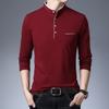 Мужская модная мужская футболка с воротником-стойкой с длинным рукавом, чистая рубашка, топ