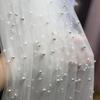 1 метр/лот 150 см шириной Ультраширокий жемчужный прозрачный фон аранжированная сетка расширенная жемчужная фата ткань для свадебного платья
