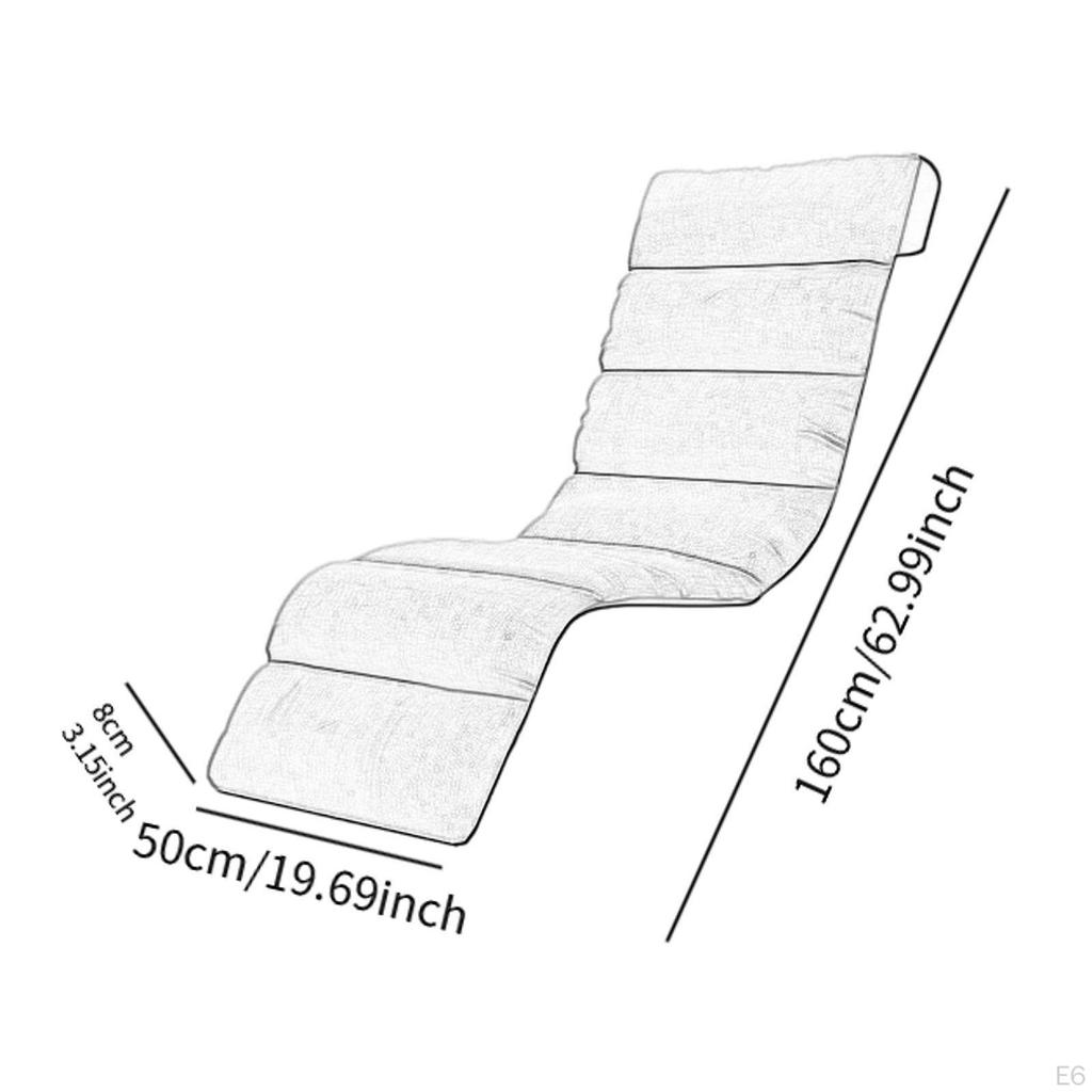 Chaise Lounge Cushion Recliner Chair for Indoor Office Patio Gray