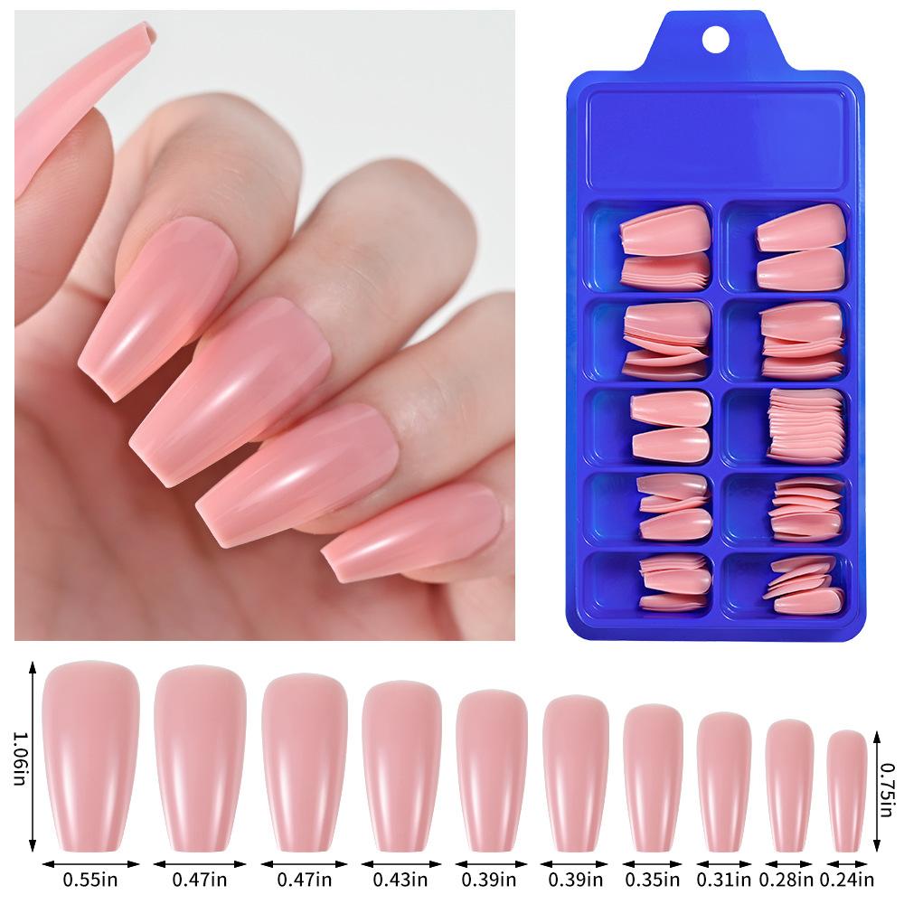 Однотонный Наращиваемый Ноготь Синяя Коробка Балетные Полные Накладки на Ногти Однотонный Наращиваемый Ноготь Накладка на Ноготь