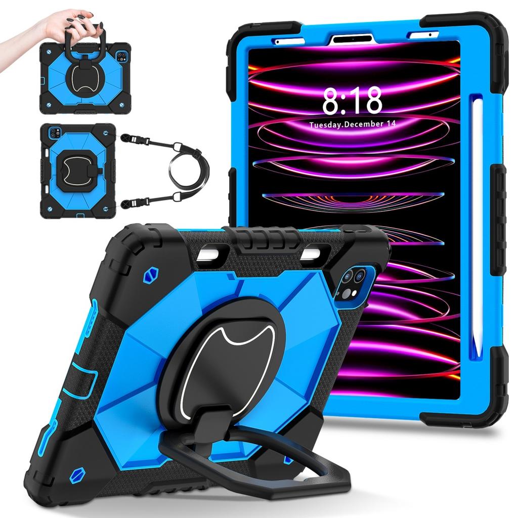 For Apple iPad Pro 11 (2021) 360° Rotating Grip Heavy Duty Protection Stand TPU+PC 3in1 Anti-knock Shockproof Tablets PC Case