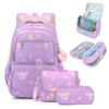 Three-piece Set of Primary School Students' Schoolbags for Women's New Cartoon Printed Materials Junior High School Students' Schoolbags