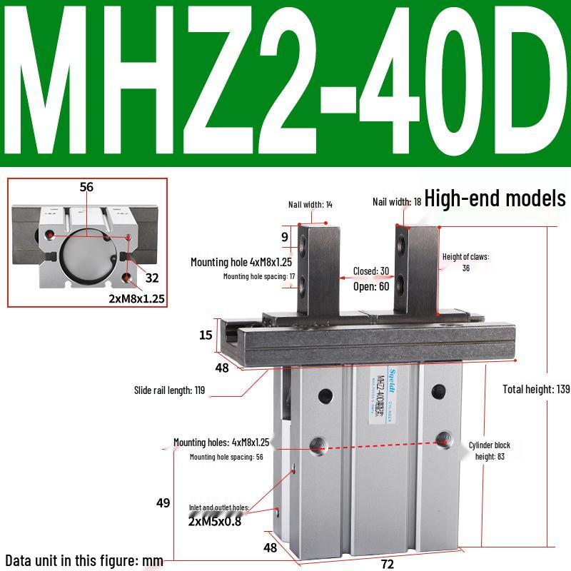 MHZL2 Pneumatic Finger Cylinder Parallel Manipulator Gripper MHZ2/HFZ Series