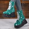 Вязаные женские ботинки большого размера, старые ботинки на толстой подошве, короткие модные ботинки на молнии сбоку, на высоком каблуке, универсальные женские ботинки для весны и осени