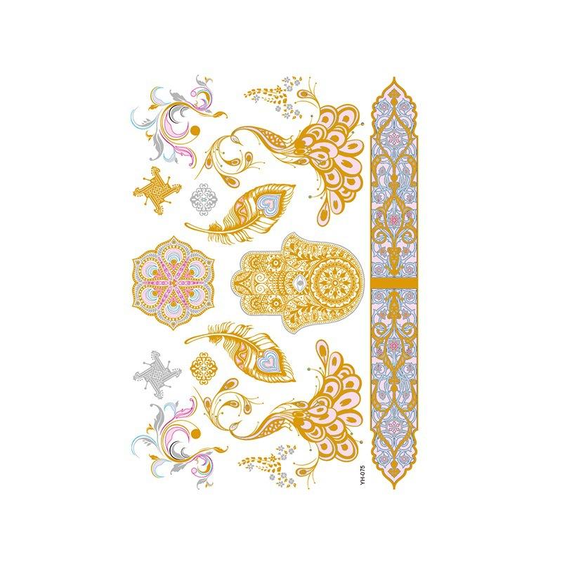 Yh ретро большая бронзовая татуировка наклейка водонепроницаемая татуировка наклейка Amazon набор горячая серебристая цветная печать наклейка