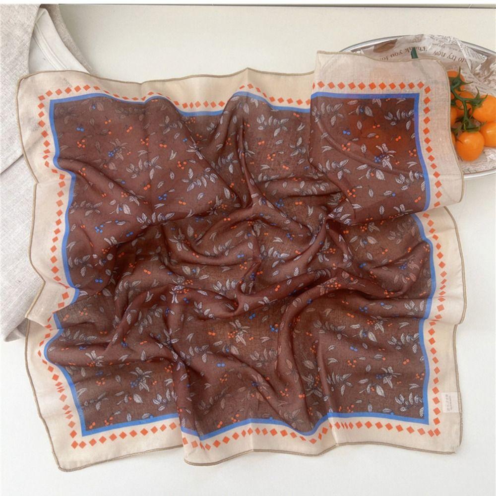 Flower Small Square Scarf Cashew Printed Silk Scarf Cotton Linen Print Scarves Scarf Accessories