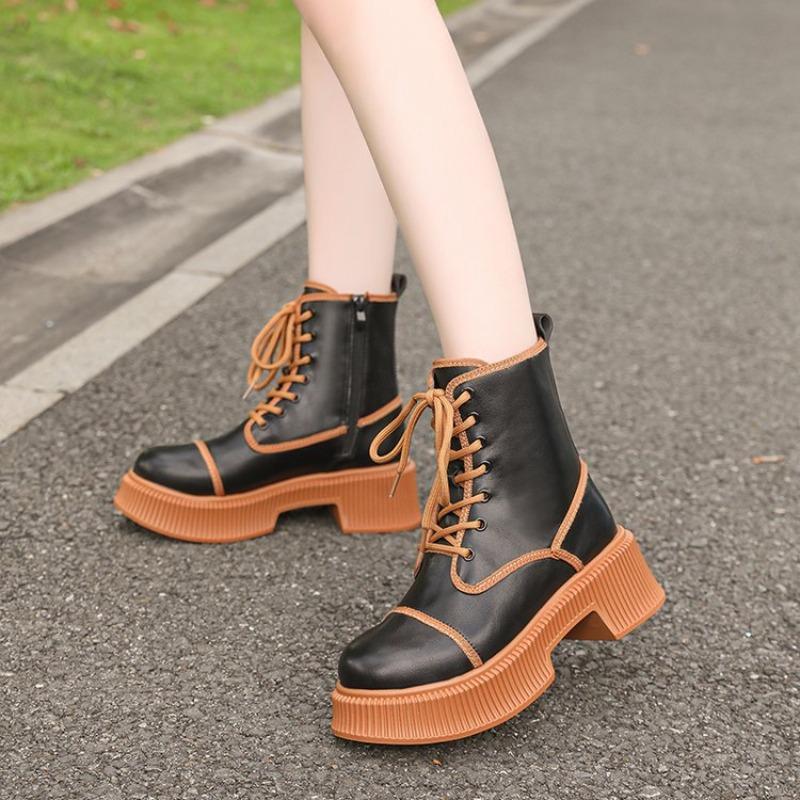 Women Boots New Platform Heel Mid Calf Boots Fashion Knight Boots for Women  Autumn Winter Elegant Thick Bottom Shoe