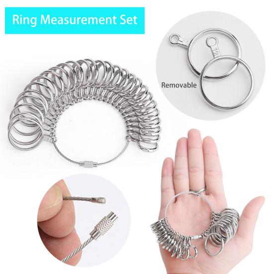 Набор измерительных инструментов для измерения размера колец. Легкое решение для определения размера ювелирных изделий. Регулируемый инструмент для измерения окружности пальца США и Великобритании.