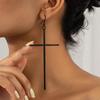 Cross Drop Earrings Exaggerated Creative Trendy Light Luxury Ins Style Metal Cross Earrings