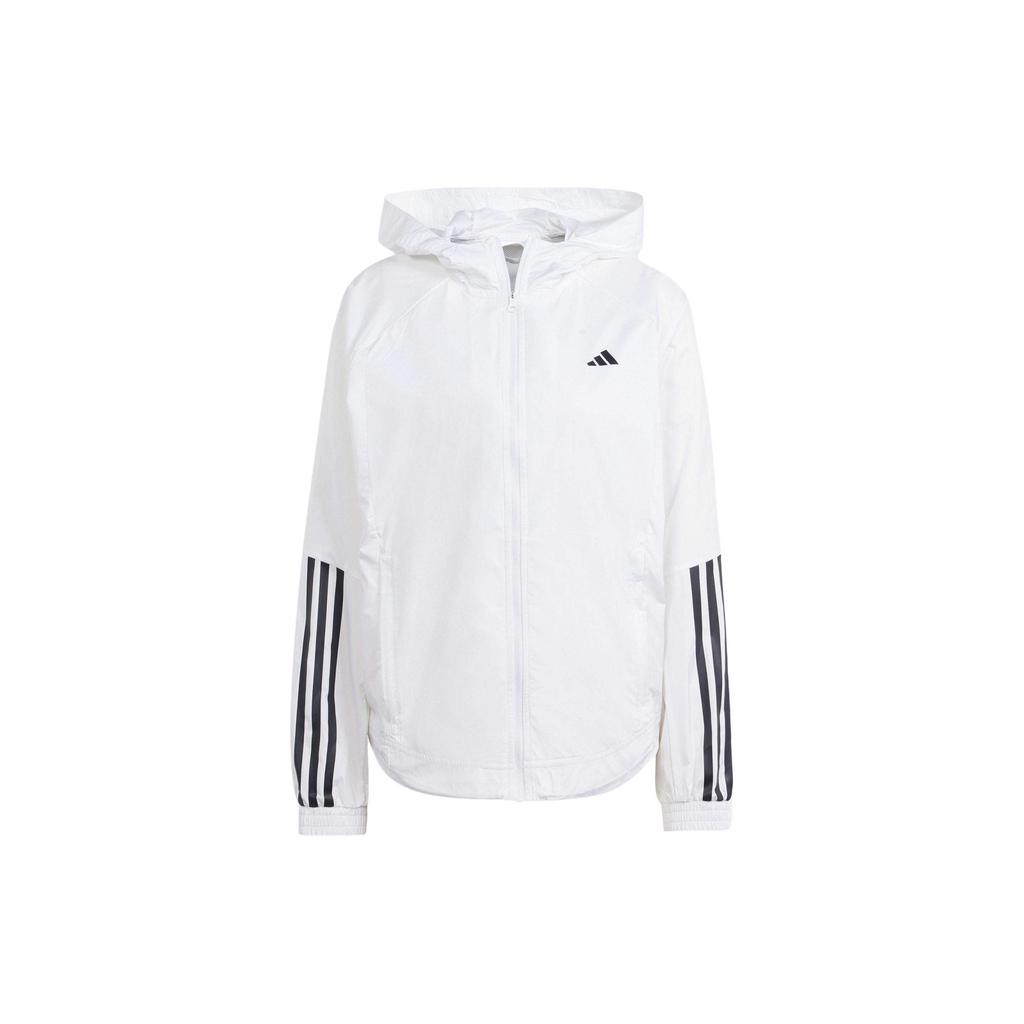adidas Hyperglam Wind.Rdy Полосатая куртка с капюшоном и длинными рукавами с логотипом Женская верхняя одежда Белый IS8042