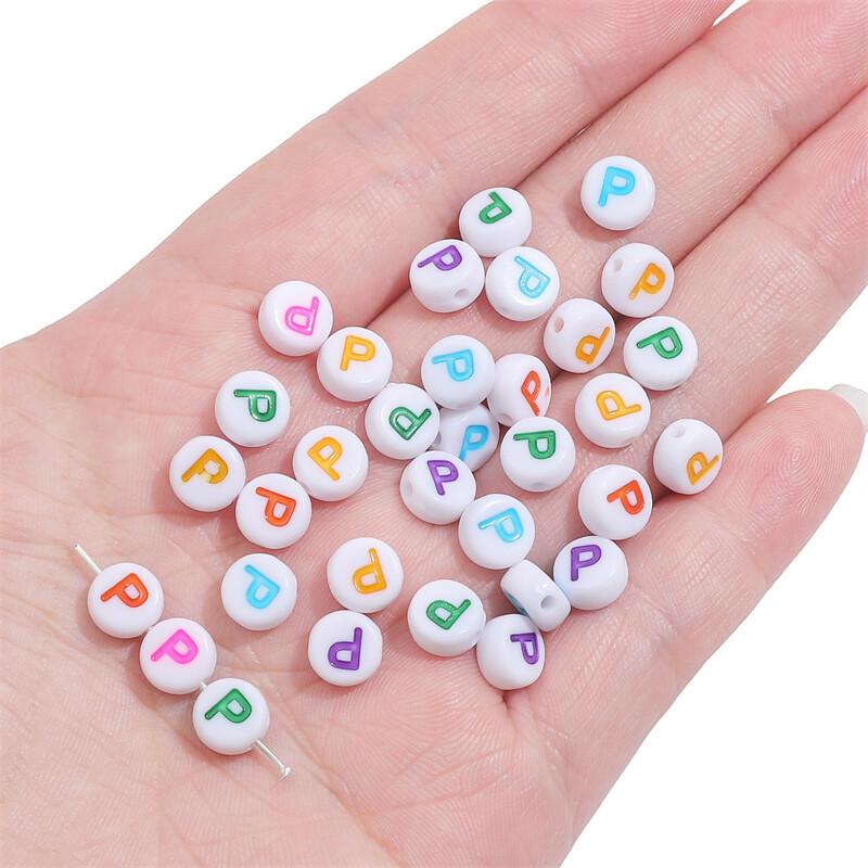 500G Acrylic Colorful A-Z English Letter Beads Flat Round Alphabet Beads For Jewelry Making DIY Couple Friendship Bracelet Necklace