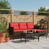 Garden Sofa Set with Cushions 2 pcs Brown and Red Poly Rattan