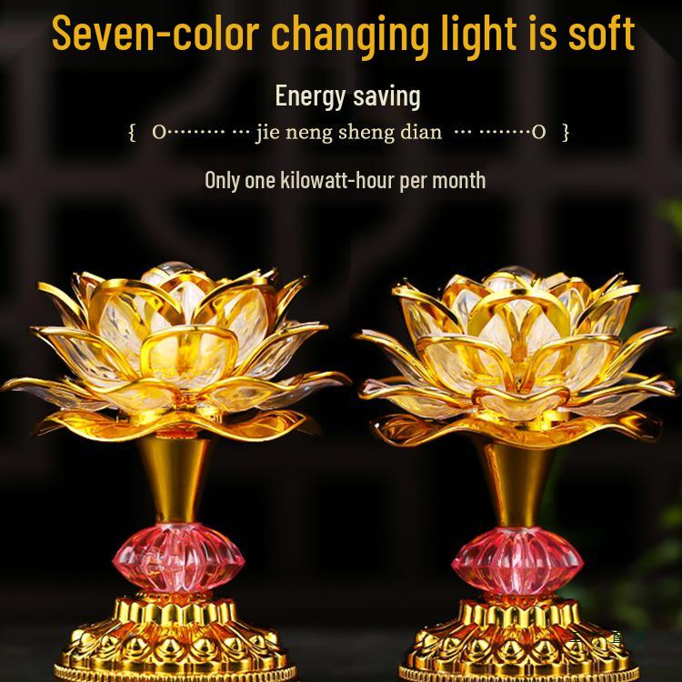 2025 Lotus Bodhisattva Buddha Offering LED Lamp: Colorful, Everlasting Household Decor