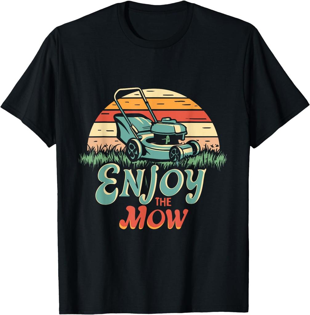 Retro Enjoy The Mow Push Lawn Mower Cutting Gass T-Shirt